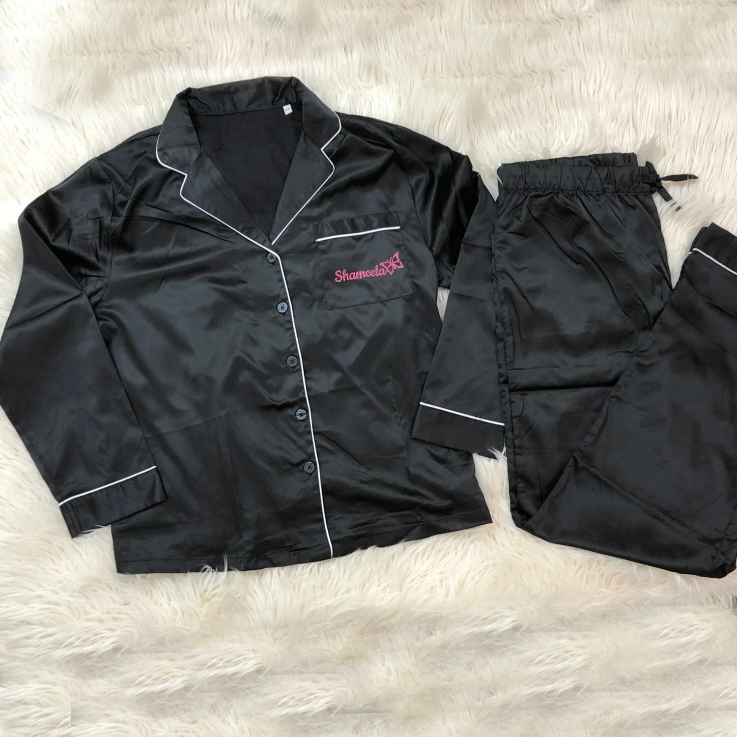 Ladies Premium Satin Night Suit Pyjama Set Personalised Bridesmaid Bridal Shower, Christmas Gift, Christmas Pjs 11 Ladies Premium Satin Night Suit Pyjama Set Personalised Bridesmaid Bridal Shower, Christmas Gift, Christmas Pjs - Image 9