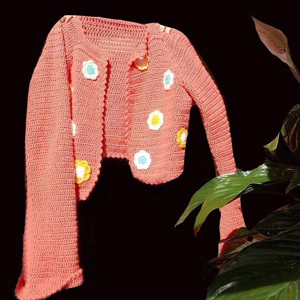 Made To Order Crochet Cardigan Knitted Cardigan Hand Made Flower Girl Pattern Cardigan Halloween Christmas Gift Wool Hippy Festival Clothes 4 Made To Order Crochet Cardigan Knitted Cardigan Hand Made Flower Girl Pattern Cardigan Halloween Christmas Gift Wool Hippy Festival Clothes - Image 2