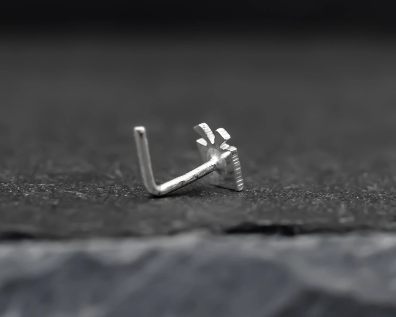 Christmas Gift Hand Cut Sterling Silver Nose Stud. Christmas Gift. Tiny Christmas Nose Stud. Unique Nose Piercing. L-shape Post. 7 Christmas Gift Hand Cut Sterling Silver Nose Stud. Christmas Gift. Tiny Christmas Nose Stud. Unique Nose Piercing. L-shape Post. - Image 5