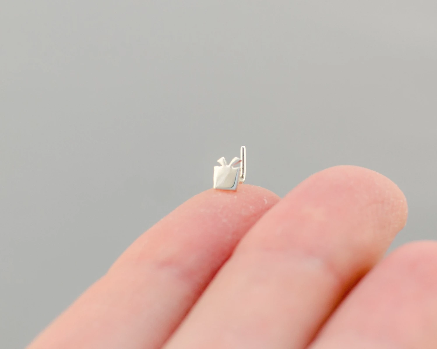 Christmas Gift Hand Cut Sterling Silver Nose Stud. Christmas Gift. Tiny Christmas Nose Stud. Unique Nose Piercing. L-shape Post. 5 Christmas Gift Hand Cut Sterling Silver Nose Stud. Christmas Gift. Tiny Christmas Nose Stud. Unique Nose Piercing. L-shape Post. - Image 3