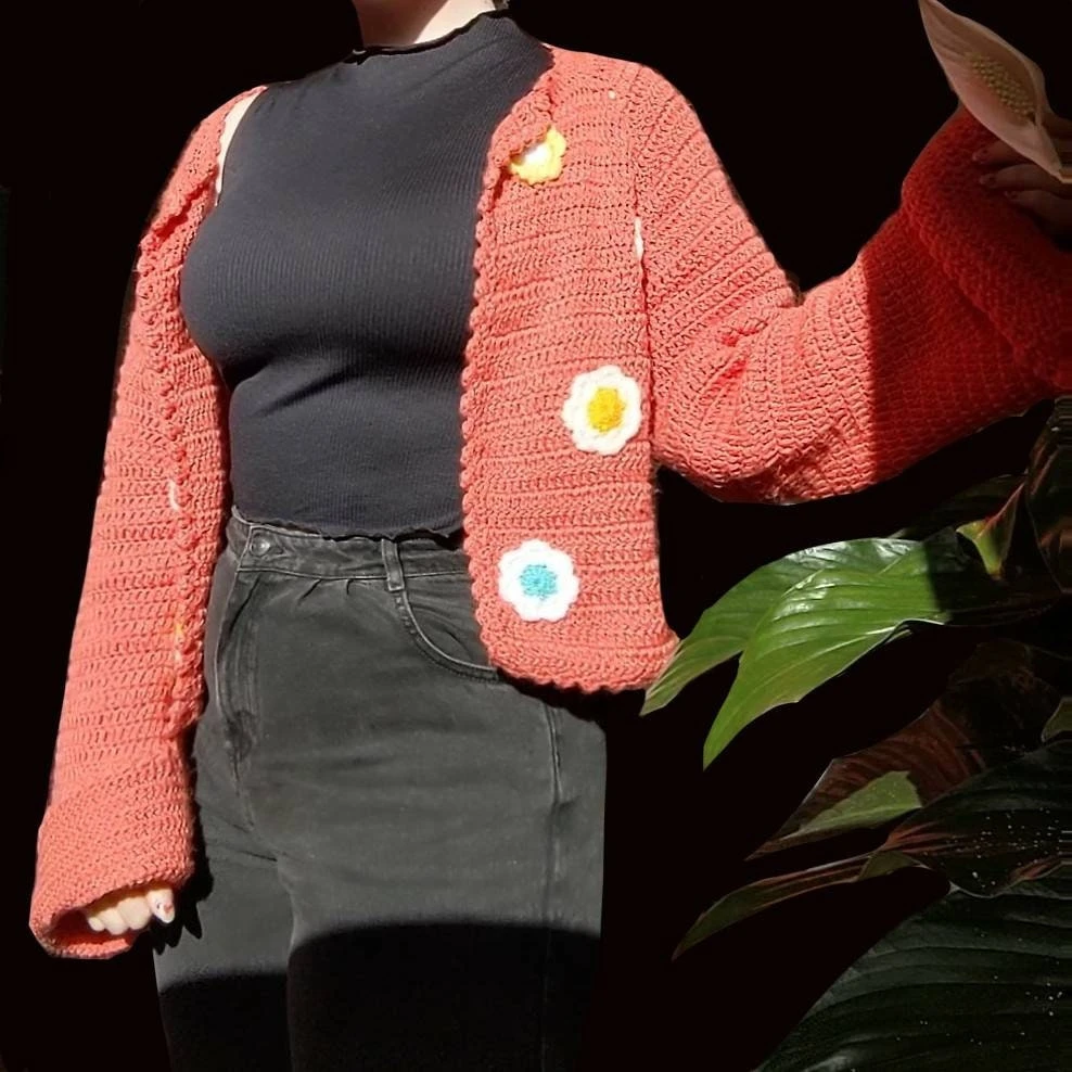 Made To Order Crochet Cardigan Knitted Cardigan Hand Made Flower Girl Pattern Cardigan Halloween Christmas Gift Wool Hippy Festival Clothes 5 Made To Order Crochet Cardigan Knitted Cardigan Hand Made Flower Girl Pattern Cardigan Halloween Christmas Gift Wool Hippy Festival Clothes - Image 3