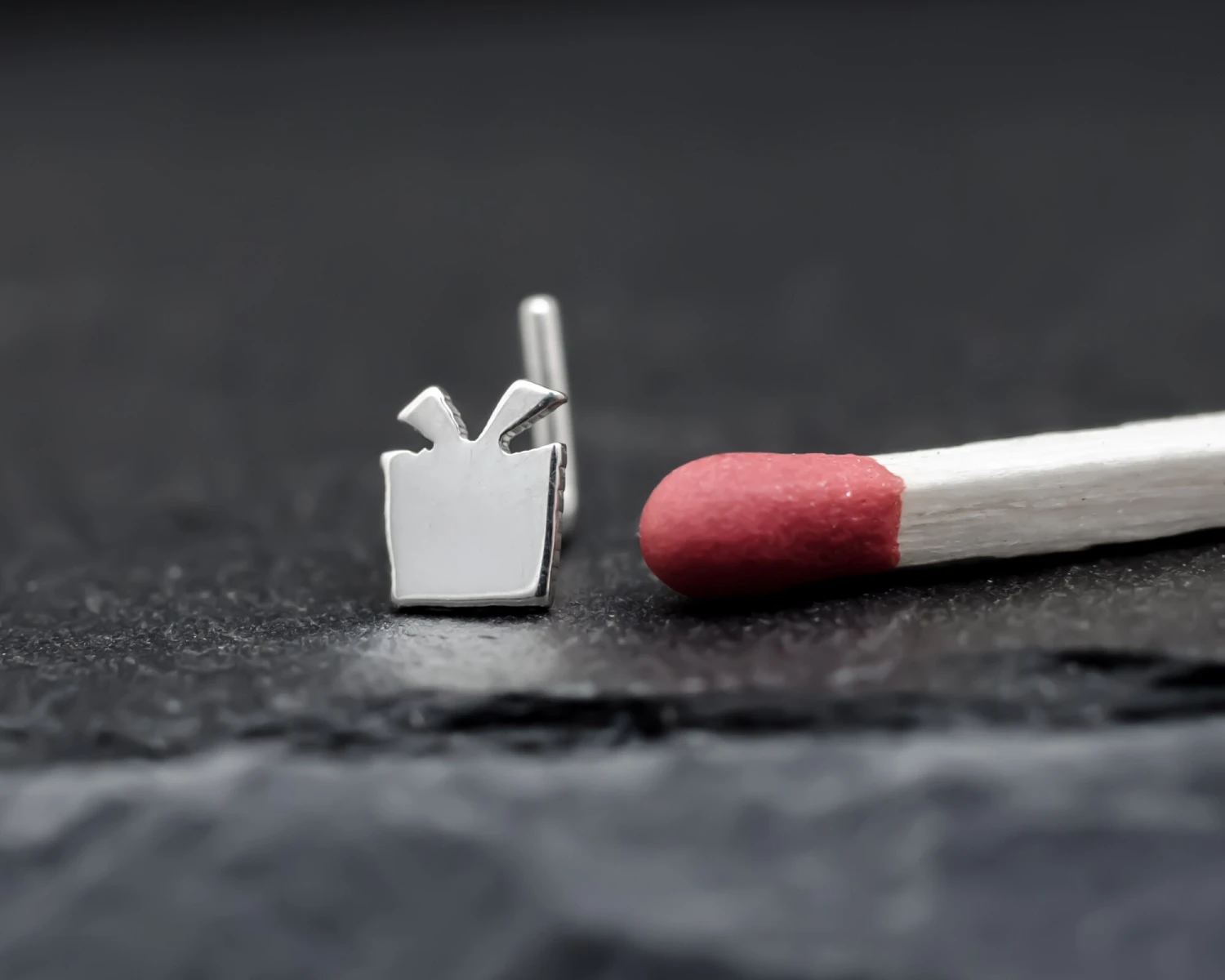 Christmas Gift Hand Cut Sterling Silver Nose Stud. Christmas Gift. Tiny Christmas Nose Stud. Unique Nose Piercing. L-shape Post. 4 Christmas Gift Hand Cut Sterling Silver Nose Stud. Christmas Gift. Tiny Christmas Nose Stud. Unique Nose Piercing. L-shape Post. - Image 2