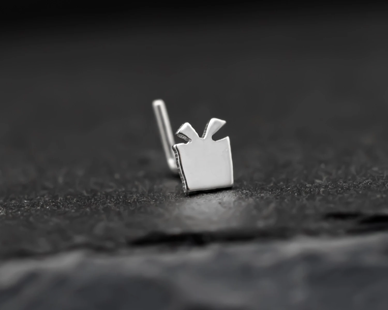 Christmas Gift Hand Cut Sterling Silver Nose Stud. Christmas Gift. Tiny Christmas Nose Stud. Unique Nose Piercing. L-shape Post. 6 Christmas Gift Hand Cut Sterling Silver Nose Stud. Christmas Gift. Tiny Christmas Nose Stud. Unique Nose Piercing. L-shape Post. - Image 4