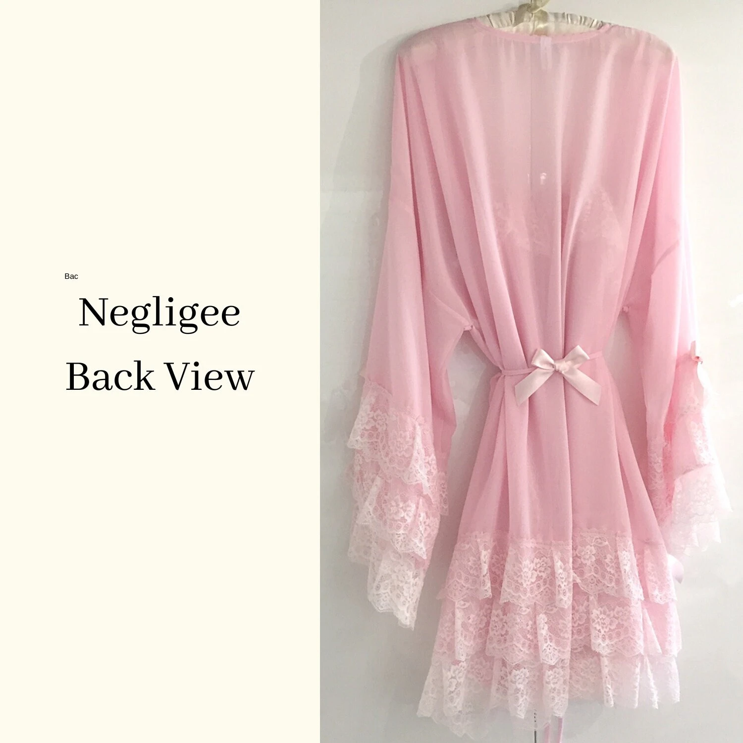 Gorgeous Feminine Negligee Set - Pink Nightgown - Frilly Sleeves - Bridal Gown - Peignoir Set - Honeymoon Lingerie - Christmas Gift For Her 4 Gorgeous Feminine Negligee Set - Pink Nightgown - Frilly Sleeves - Bridal Gown - Peignoir Set - Honeymoon Lingerie - Christmas Gift For Her - Image 2