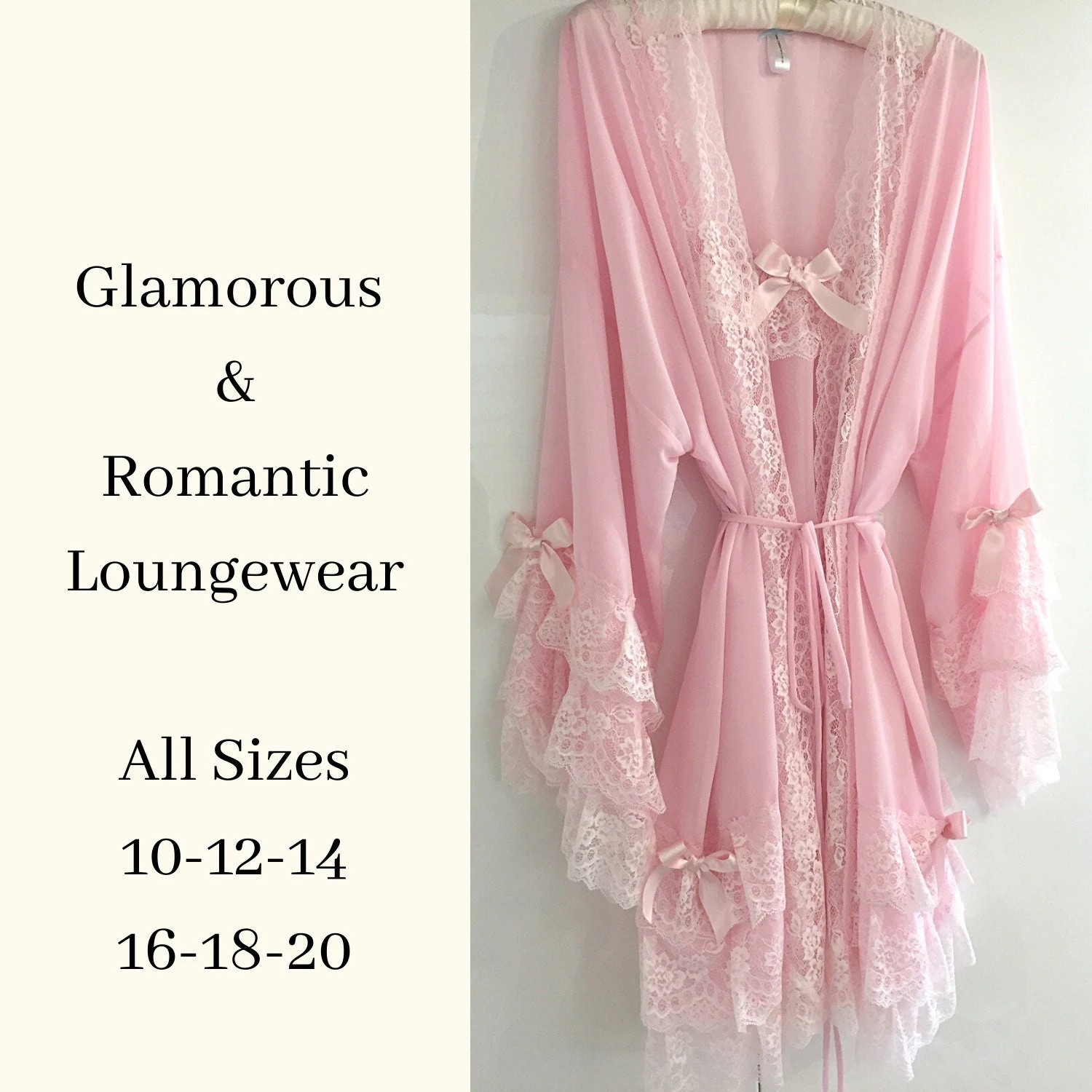 Gorgeous Feminine Negligee Set - Pink Nightgown - Frilly Sleeves - Bridal Gown - Peignoir Set - Honeymoon Lingerie - Christmas Gift For Her 3 Gorgeous Feminine Negligee Set - Pink Nightgown - Frilly Sleeves - Bridal Gown - Peignoir Set - Honeymoon Lingerie - Christmas Gift For Her