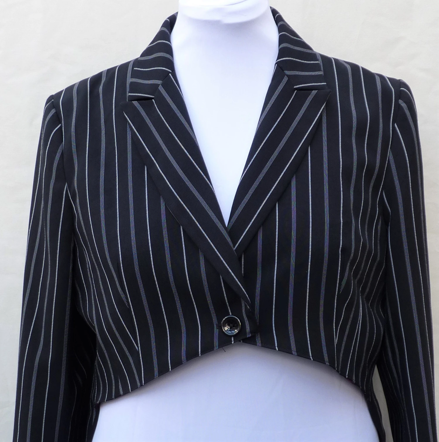 Womens UK 18, US 14 , Eur 46 Upcycled Black And White Striped Tailcoat, Nightmare Before Christmas Jack Skellington Cosplay 8 Womens UK 18, US 14 , Eur 46 Upcycled Black And White Striped Tailcoat, Nightmare Before Christmas Jack Skellington Cosplay - Image 6