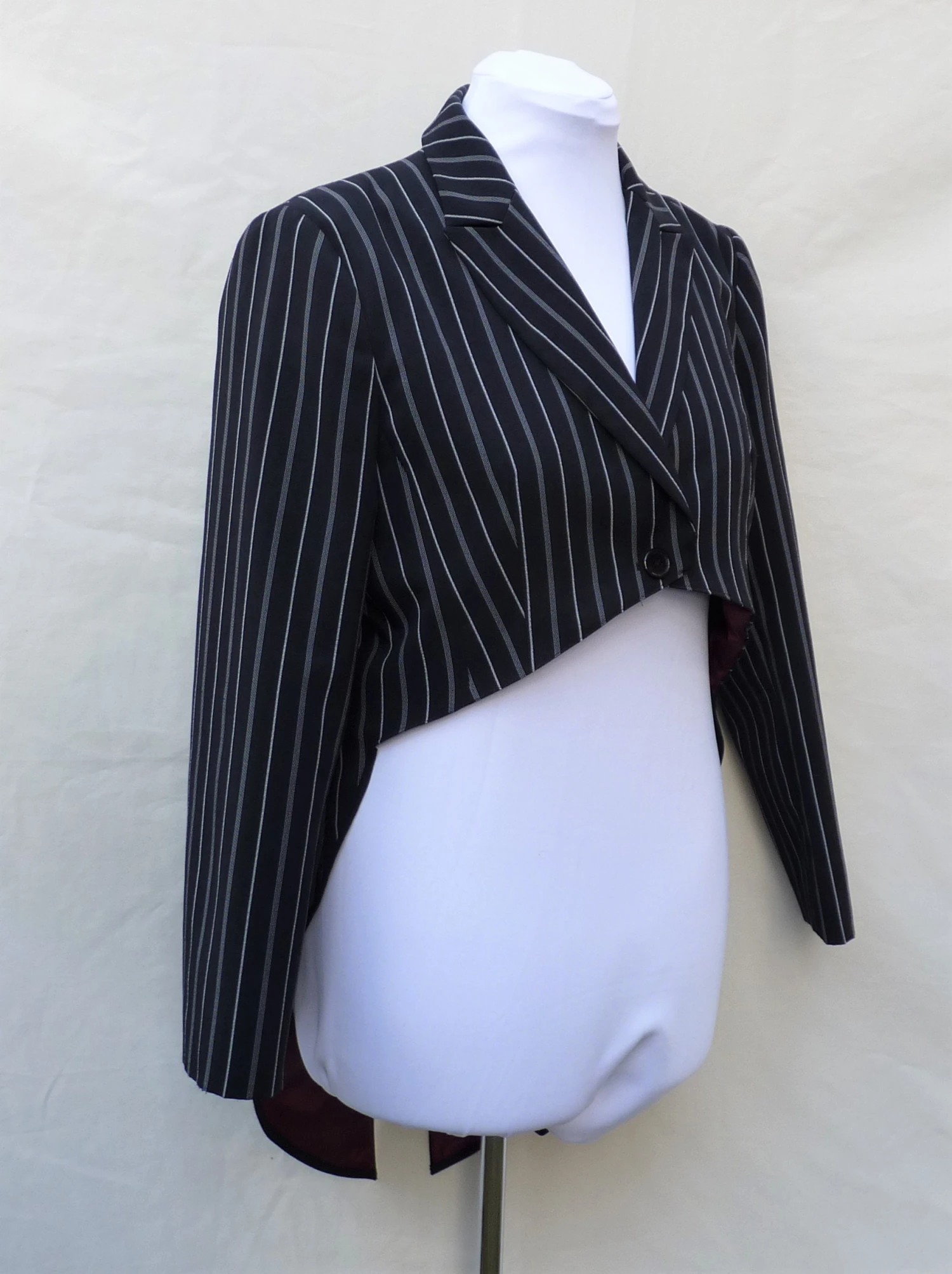 Womens UK 18, US 14 , Eur 46 Upcycled Black And White Striped Tailcoat, Nightmare Before Christmas Jack Skellington Cosplay 4 Womens UK 18, US 14 , Eur 46 Upcycled Black And White Striped Tailcoat, Nightmare Before Christmas Jack Skellington Cosplay - Image 2