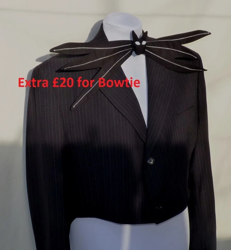 Womens UK 18, US 14 , Eur 46 Upcycled Black And White Striped Tailcoat, Nightmare Before Christmas Jack Skellington Cosplay 10 Womens UK 18, US 14 , Eur 46 Upcycled Black And White Striped Tailcoat, Nightmare Before Christmas Jack Skellington Cosplay - Image 8