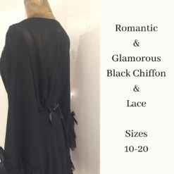 Gorgeous Negligee Set! Christmas Gift For Her - Black Nightgown - Frilly Sleeves - Bridal Gown - Loungewear - Romantic Honeymoon Lingerie