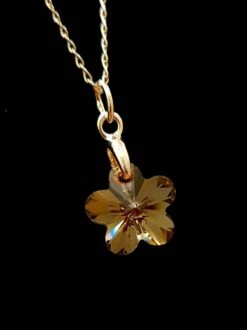 Genuine Crystal Necklace. Golden Shadow Flower Pendant On 925 Sterling Silver Chain. Handcrafted. Birthday/Christmas/Eid/Mothers Day Gift -Jewellery Paradise il fullxfull.2687640285 iu2q