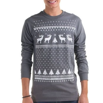 Mens / Festive / Christmas / Christmas Jumper Style Tee / Christmas T-shirt / Christmas Tshirt / Reindeer / Long Sleeved / Gift For Him 4 Mens / Festive / Christmas / Christmas Jumper Style Tee / Christmas T-shirt / Christmas Tshirt / Reindeer / Long Sleeved / Gift For Him - Image 2