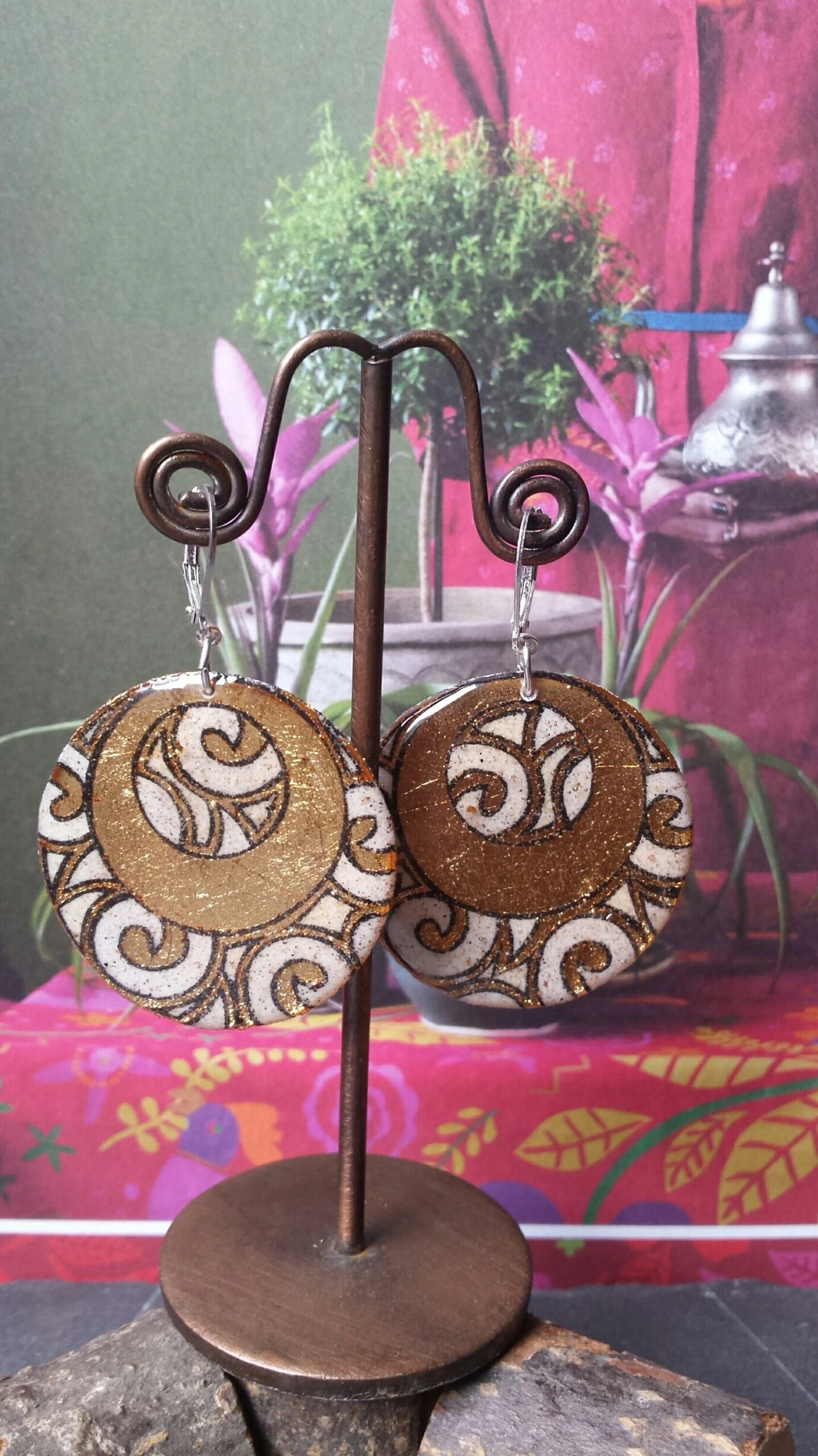 Natural Sand Earrings And Gold Leaf Christmas Gift Idea 3 Natural Sand Earrings And Gold Leaf Christmas Gift Idea