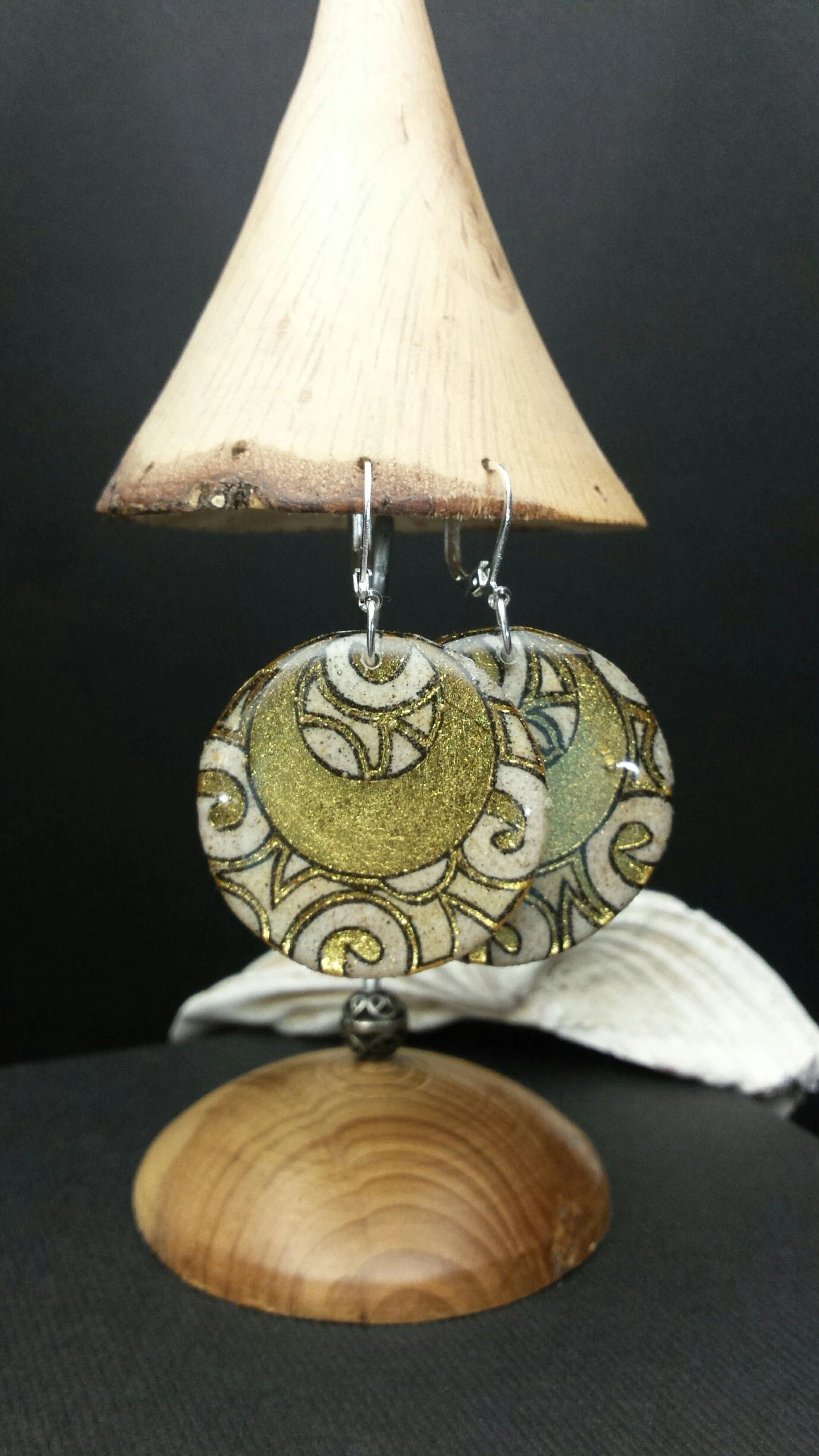 Natural Sand Earrings And Gold Leaf Christmas Gift Idea 4 Natural Sand Earrings And Gold Leaf Christmas Gift Idea - Image 2