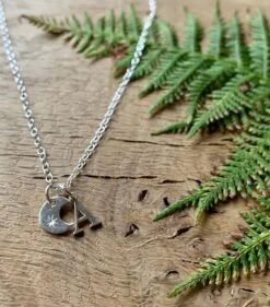 Crescent Moon & Initial Sterling Silver Necklace, 18” Chain, Christmas Gift, Christmas Present, Stocking Filler, Necklace, Personalised Gift