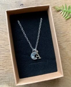 Crescent Moon & Initial Sterling Silver Necklace, 18” Chain, Christmas Gift, Christmas Present, Stocking Filler, Necklace, Personalised Gift -Jewellery Paradise il fullxfull.2711362602 sknz