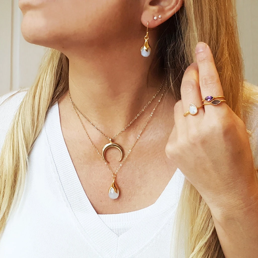 Moonstone Gold Necklace. Natural Gemstone Necklace. Chain Pendant. InkaCreations. Gift For Her. Mother Wife. Birthstone June. Christmas Gift 7 Moonstone Gold Necklace. Natural Gemstone Necklace. Chain Pendant. InkaCreations. Gift For Her. Mother Wife. Birthstone June. Christmas Gift - Image 5