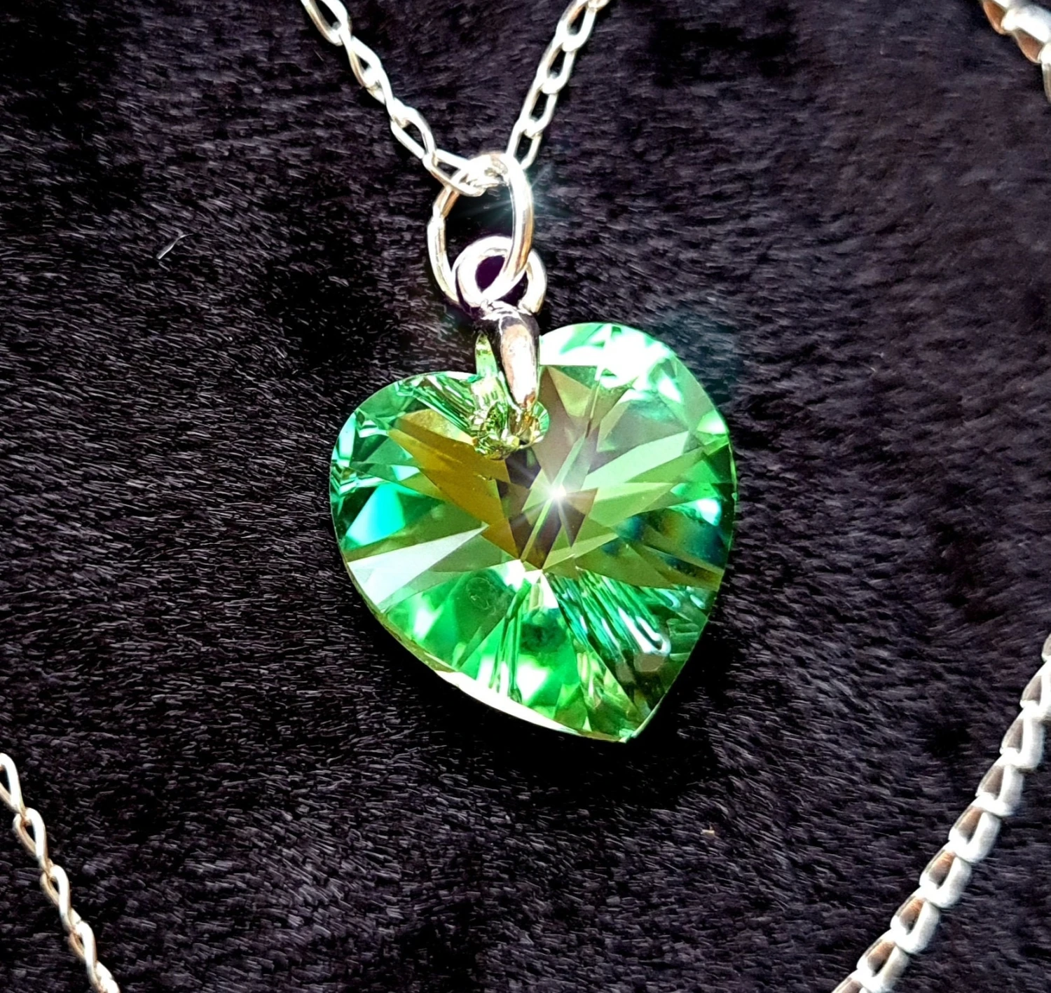 Genuine Crystal Necklace. Peridot Aurora Borealis Pendant On 925 Sterling Silver Chain. Handcrafted Birthday/Christmas/Eid/MothersDay Gift 4 Genuine Crystal Necklace. Peridot Aurora Borealis Pendant On 925 Sterling Silver Chain. Handcrafted Birthday/Christmas/Eid/MothersDay Gift - Image 2