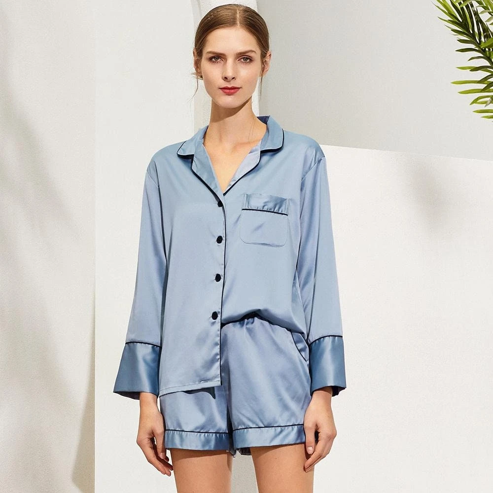 Womens Satin Pyjamas, Sleepwear, Christmas Gift, Gift For Her,Bridesmaids Pajamas, Loungewear, Long Sleeve With Short, Ladies Pjs, Hen Party 5 Womens Satin Pyjamas, Sleepwear, Christmas Gift, Gift For Her,Bridesmaids Pajamas, Loungewear, Long Sleeve With Short, Ladies Pjs, Hen Party - Image 3