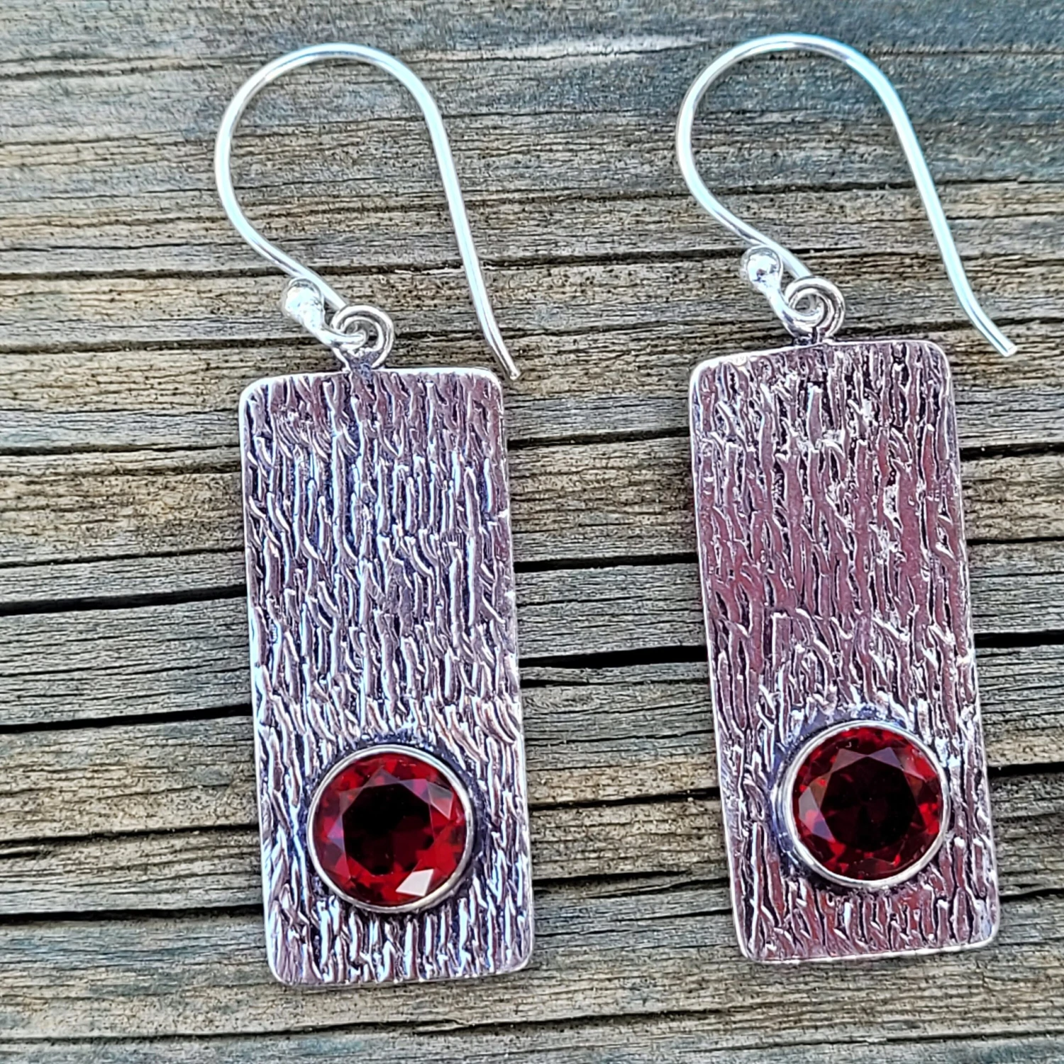 Garnet Stone Earring In Solid Silver 925. Garnet Earrings. Gift Woman Birthday, Christmas, Red Stone 3 Garnet Stone Earring In Solid Silver 925. Garnet Earrings. Gift Woman Birthday, Christmas, Red Stone