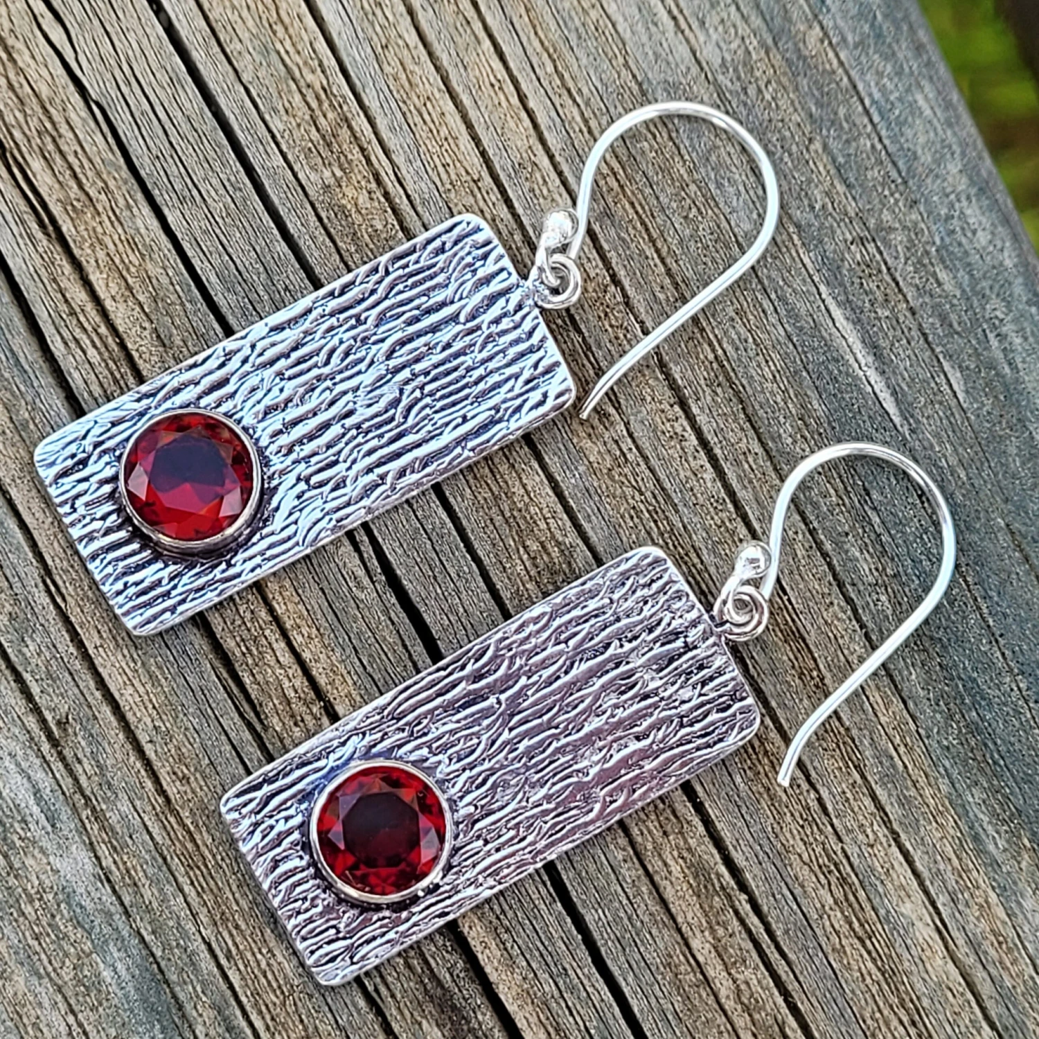Garnet Stone Earring In Solid Silver 925. Garnet Earrings. Gift Woman Birthday, Christmas, Red Stone 5 Garnet Stone Earring In Solid Silver 925. Garnet Earrings. Gift Woman Birthday, Christmas, Red Stone - Image 3