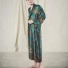 Mens Kimono Robe, Emerald Silk Blend Men's Robe, Christmas Gifts For Him, Men's Dressing Gown, Japanese Kimono Robe, Men's Pyjamas