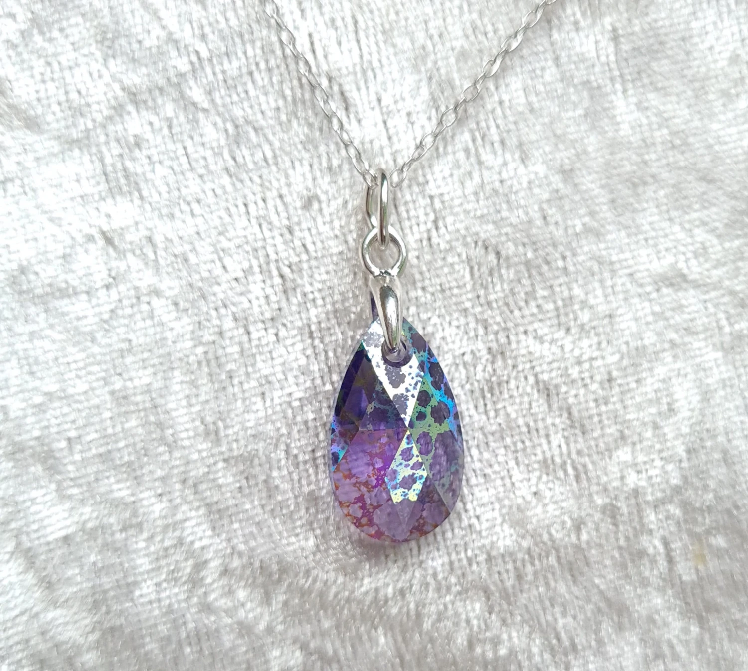 Swarovski Crystal Necklace. Tanzanite White Patina Pendant On 925 Sterling Silver Chain. Birthday/Christmas/Eid/Mothers' Day Gift 4 Swarovski Crystal Necklace. Tanzanite White Patina Pendant On 925 Sterling Silver Chain. Birthday/Christmas/Eid/Mothers' Day Gift - Image 2
