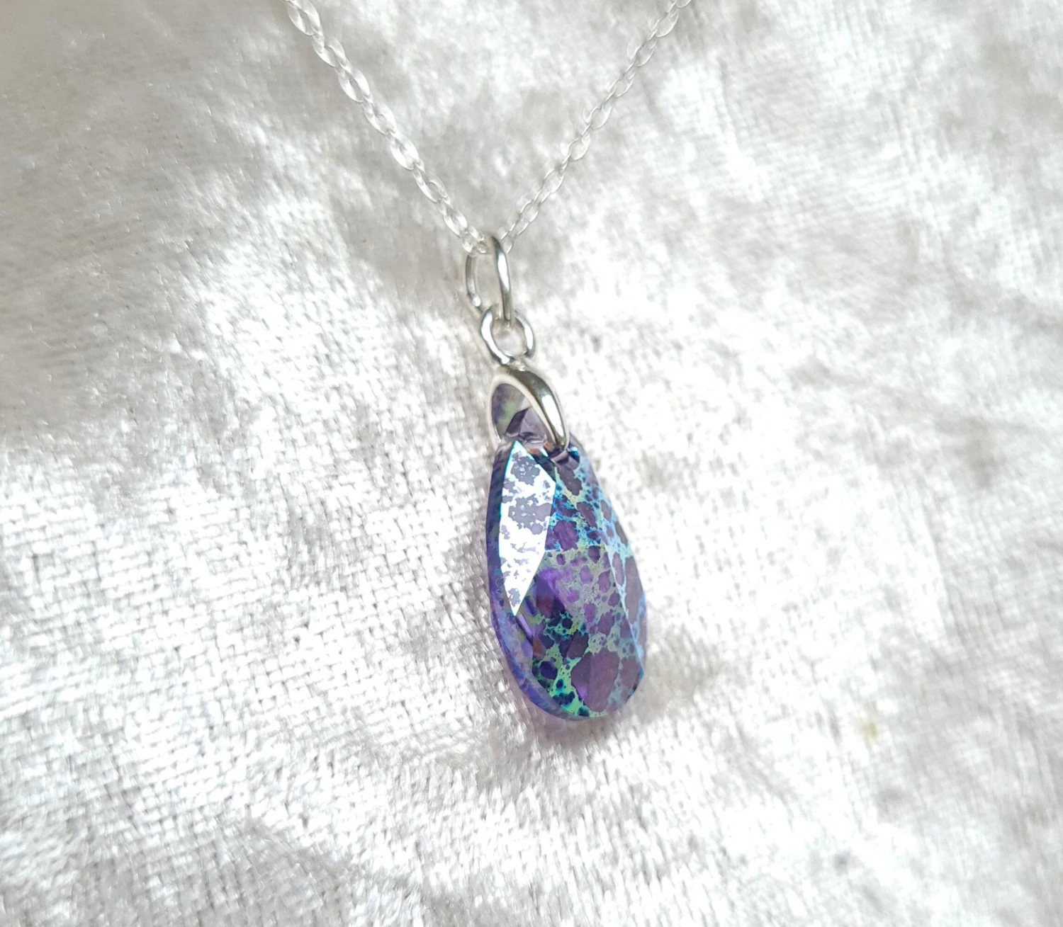 Swarovski Crystal Necklace. Tanzanite White Patina Pendant On 925 Sterling Silver Chain. Birthday/Christmas/Eid/Mothers' Day Gift 5 Swarovski Crystal Necklace. Tanzanite White Patina Pendant On 925 Sterling Silver Chain. Birthday/Christmas/Eid/Mothers' Day Gift - Image 3