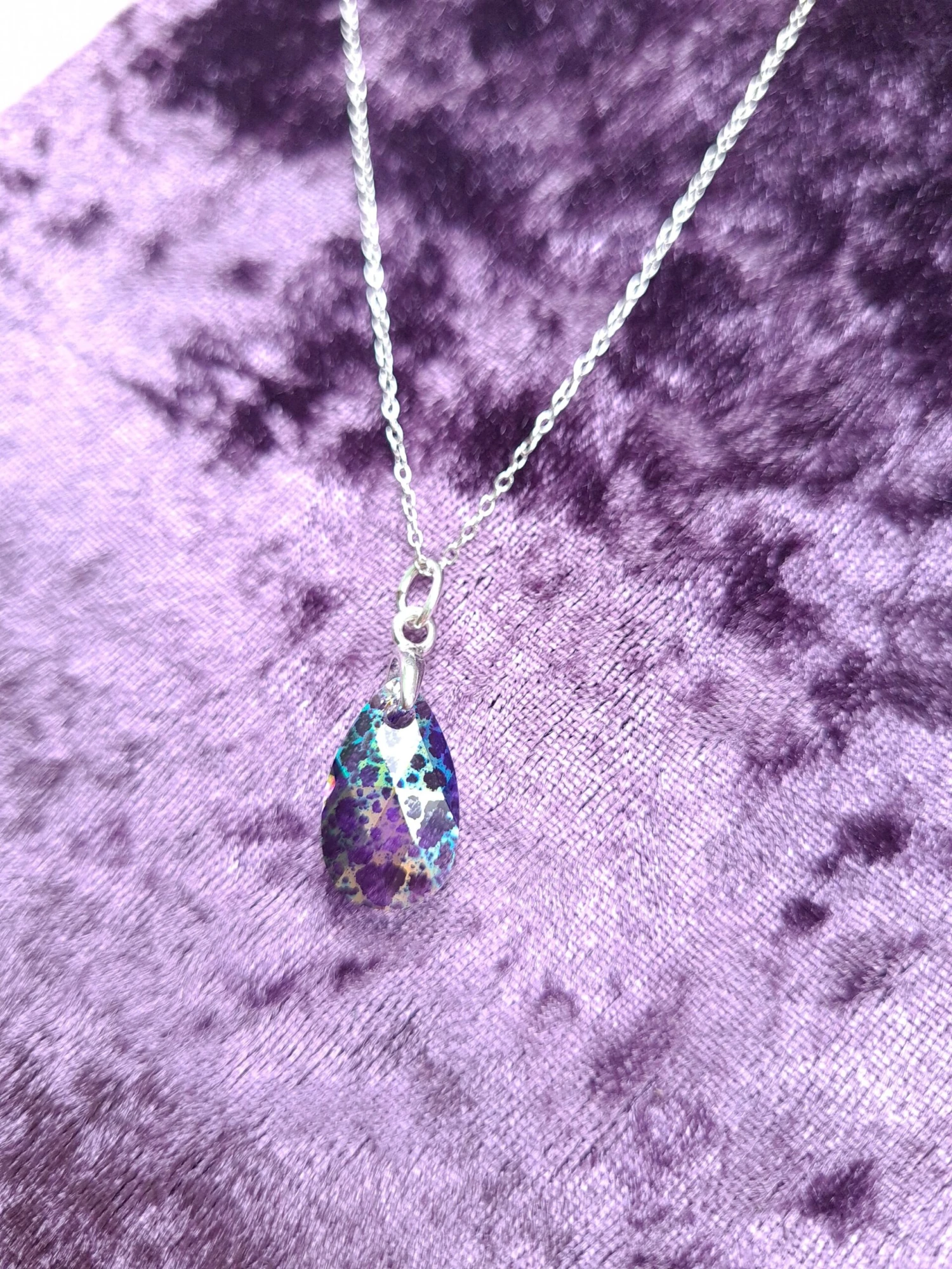 Swarovski Crystal Necklace. Tanzanite White Patina Pendant On 925 Sterling Silver Chain. Birthday/Christmas/Eid/Mothers' Day Gift 8 Swarovski Crystal Necklace. Tanzanite White Patina Pendant On 925 Sterling Silver Chain. Birthday/Christmas/Eid/Mothers' Day Gift - Image 6