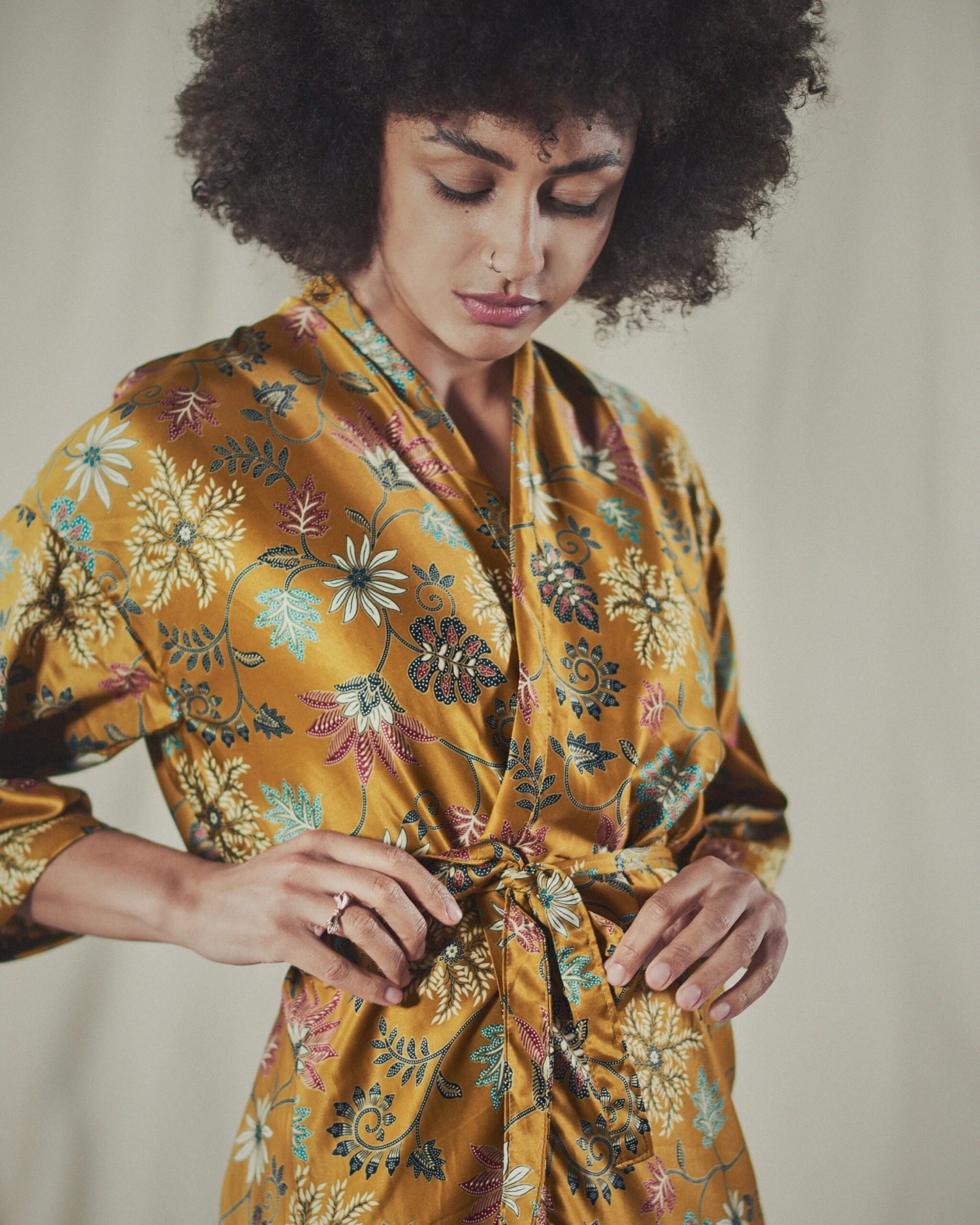 Sunshine Yellow Silk Kimono Robe, Christmas Gift, Dressing Gown, Vintage Kimono, Bridesmaid Robes, Boho Kimono, Bridal Robe, Maru Clothing 5 Sunshine Yellow Silk Kimono Robe, Christmas Gift, Dressing Gown, Vintage Kimono, Bridesmaid Robes, Boho Kimono, Bridal Robe, Maru Clothing - Image 3