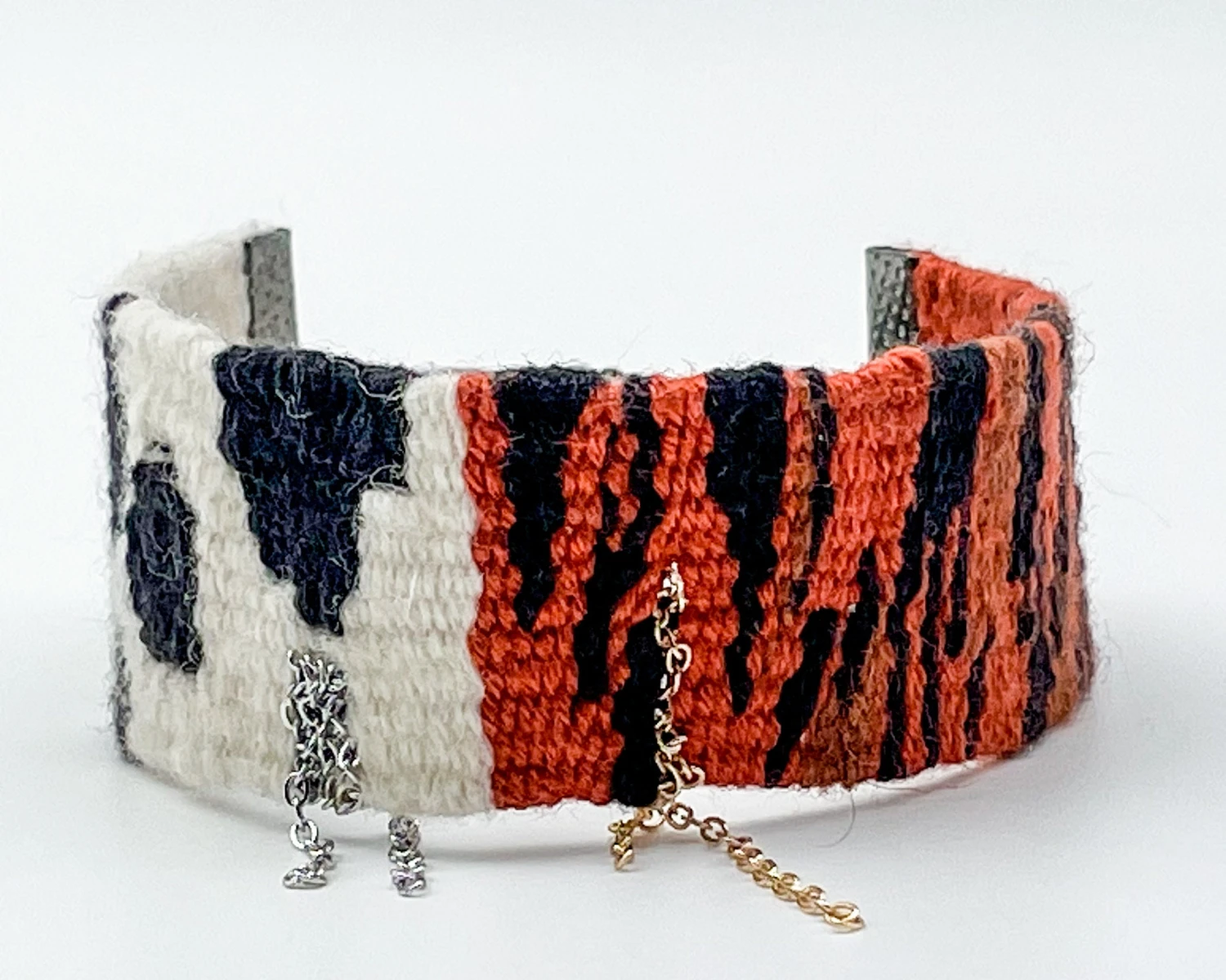 Animal Print Cuff Bracelet, Handmade Yarn Jewellery, Adjustable Bracelet For Women, Handwoven Bracelet, Christmas Gift 3 Animal Print Cuff Bracelet, Handmade Yarn Jewellery, Adjustable Bracelet For Women, Handwoven Bracelet, Christmas Gift