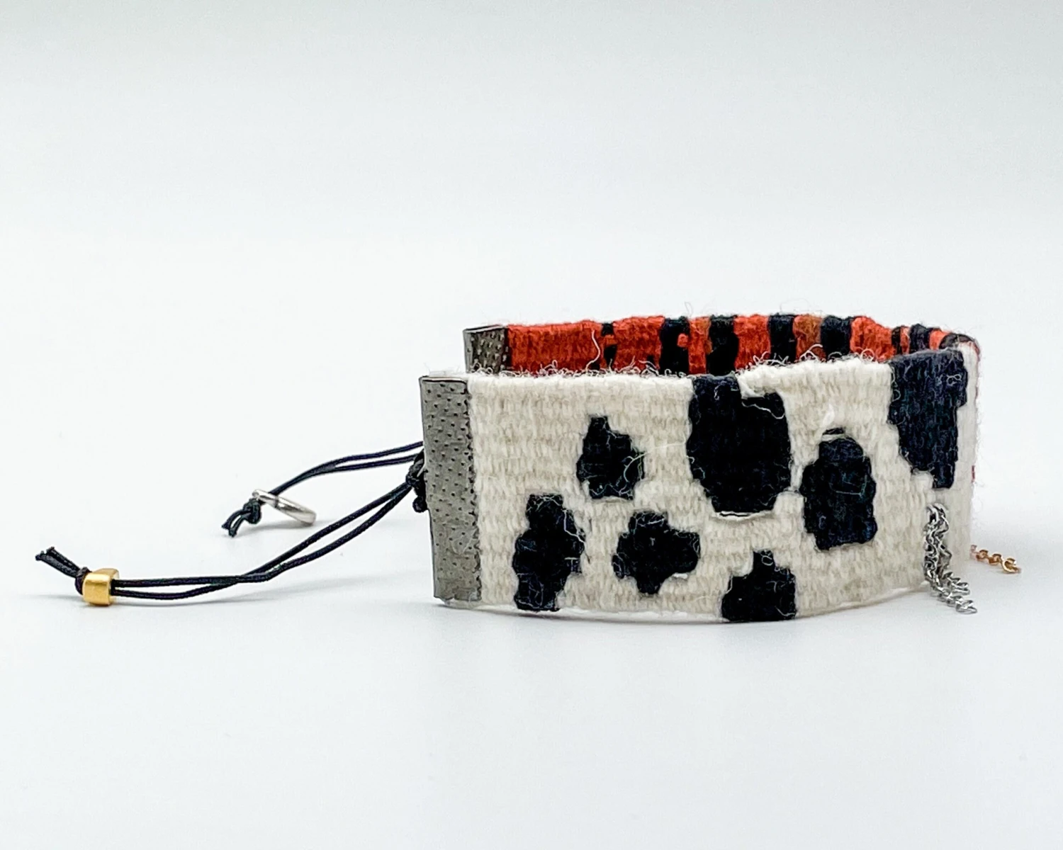 Animal Print Cuff Bracelet, Handmade Yarn Jewellery, Adjustable Bracelet For Women, Handwoven Bracelet, Christmas Gift 4 Animal Print Cuff Bracelet, Handmade Yarn Jewellery, Adjustable Bracelet For Women, Handwoven Bracelet, Christmas Gift - Image 2