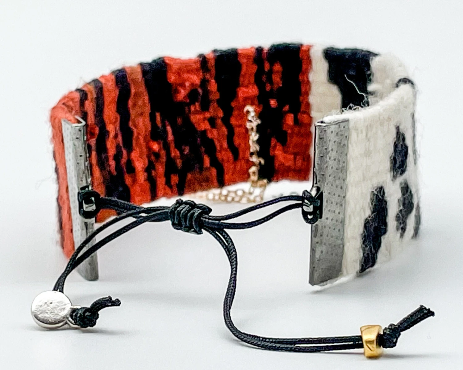 Animal Print Cuff Bracelet, Handmade Yarn Jewellery, Adjustable Bracelet For Women, Handwoven Bracelet, Christmas Gift 6 Animal Print Cuff Bracelet, Handmade Yarn Jewellery, Adjustable Bracelet For Women, Handwoven Bracelet, Christmas Gift - Image 4