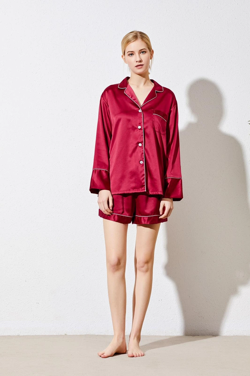 Womens Satin Pyjamas, Sleepwear, Christmas Gift, Gift For Her,Bridesmaids Pajamas, Loungewear, Long Sleeve With Short, Ladies Pjs, Hen Party 12 Womens Satin Pyjamas, Sleepwear, Christmas Gift, Gift For Her,Bridesmaids Pajamas, Loungewear, Long Sleeve With Short, Ladies Pjs, Hen Party - Image 10