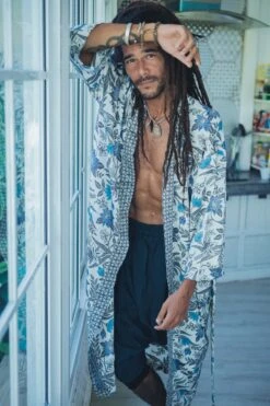 Bohemian Men Silk Kimono ~ White And Blue Silk Kimono Robe For Man ~ Silk Pajama Robe For Men ~ Bathrobe ~ Perfect Christmas Gift For Him 15 Bohemian Men Silk Kimono ~ White And Blue Silk Kimono Robe For Man ~ Silk Pajama Robe For Men ~ Bathrobe ~ Perfect Christmas Gift For Him -Jewellery Paradise il fullxfull.3098607620 p8o0