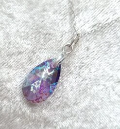 Swarovski Crystal Necklace. Tanzanite White Patina Pendant On 925 Sterling Silver Chain. Birthday/Christmas/Eid/Mothers' Day Gift