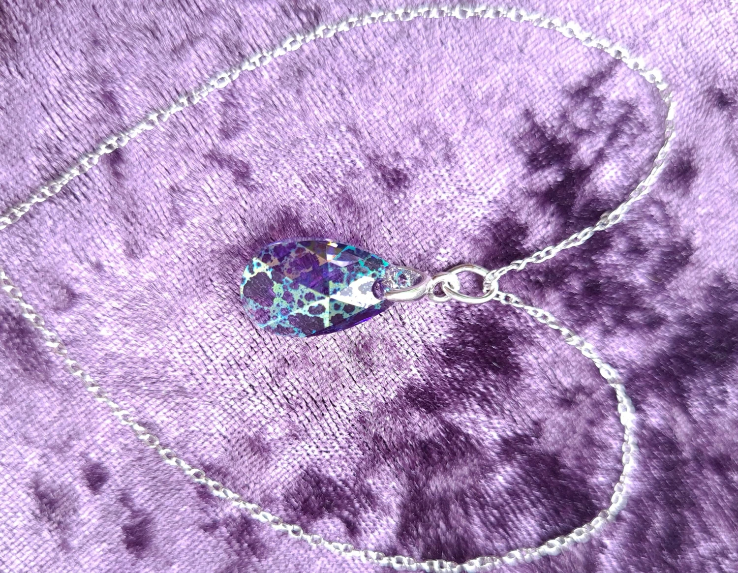 Swarovski Crystal Necklace. Tanzanite White Patina Pendant On 925 Sterling Silver Chain. Birthday/Christmas/Eid/Mothers' Day Gift 6 Swarovski Crystal Necklace. Tanzanite White Patina Pendant On 925 Sterling Silver Chain. Birthday/Christmas/Eid/Mothers' Day Gift - Image 4