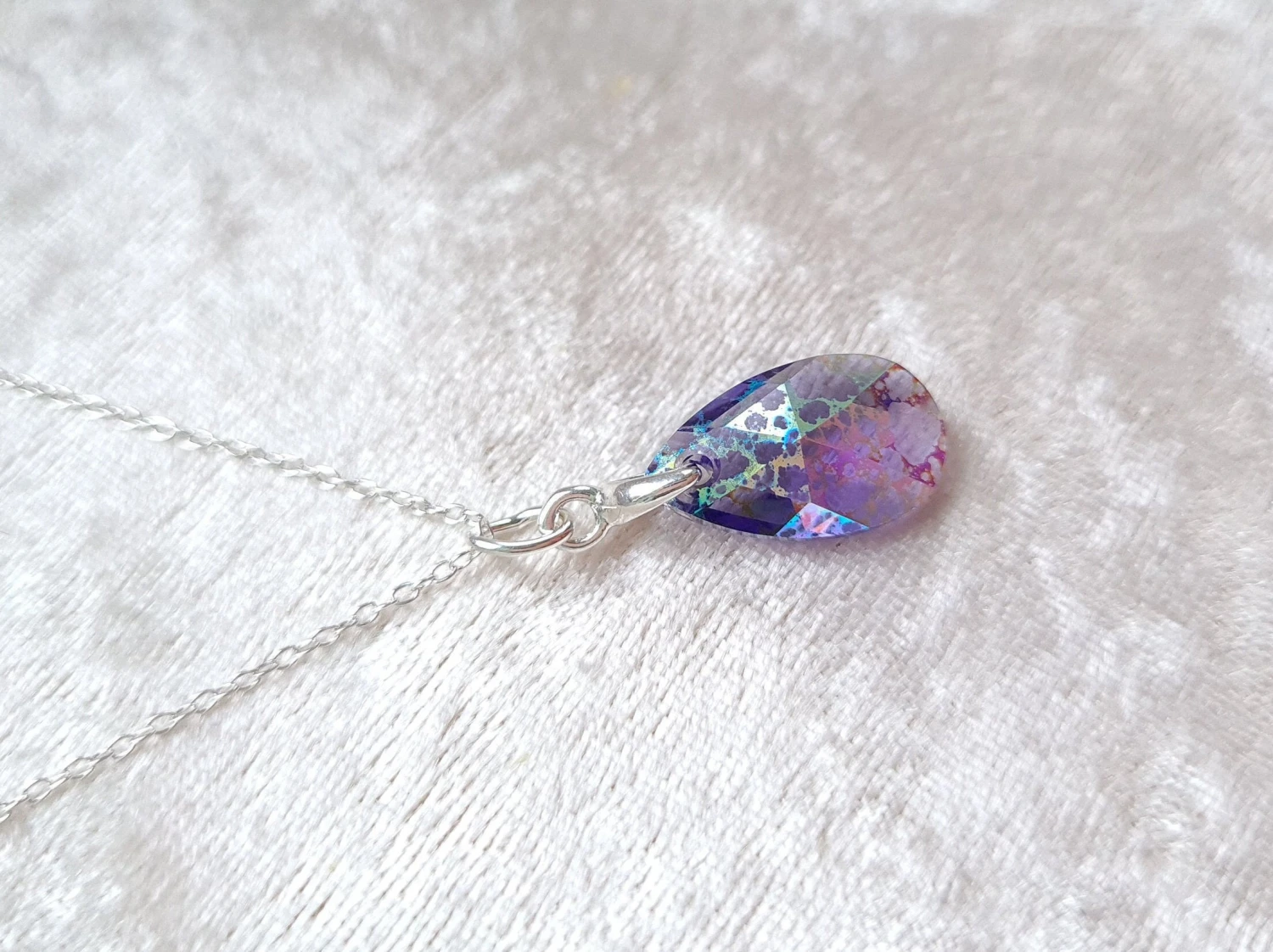 Swarovski Crystal Necklace. Tanzanite White Patina Pendant On 925 Sterling Silver Chain. Birthday/Christmas/Eid/Mothers' Day Gift 12 Swarovski Crystal Necklace. Tanzanite White Patina Pendant On 925 Sterling Silver Chain. Birthday/Christmas/Eid/Mothers' Day Gift - Image 10