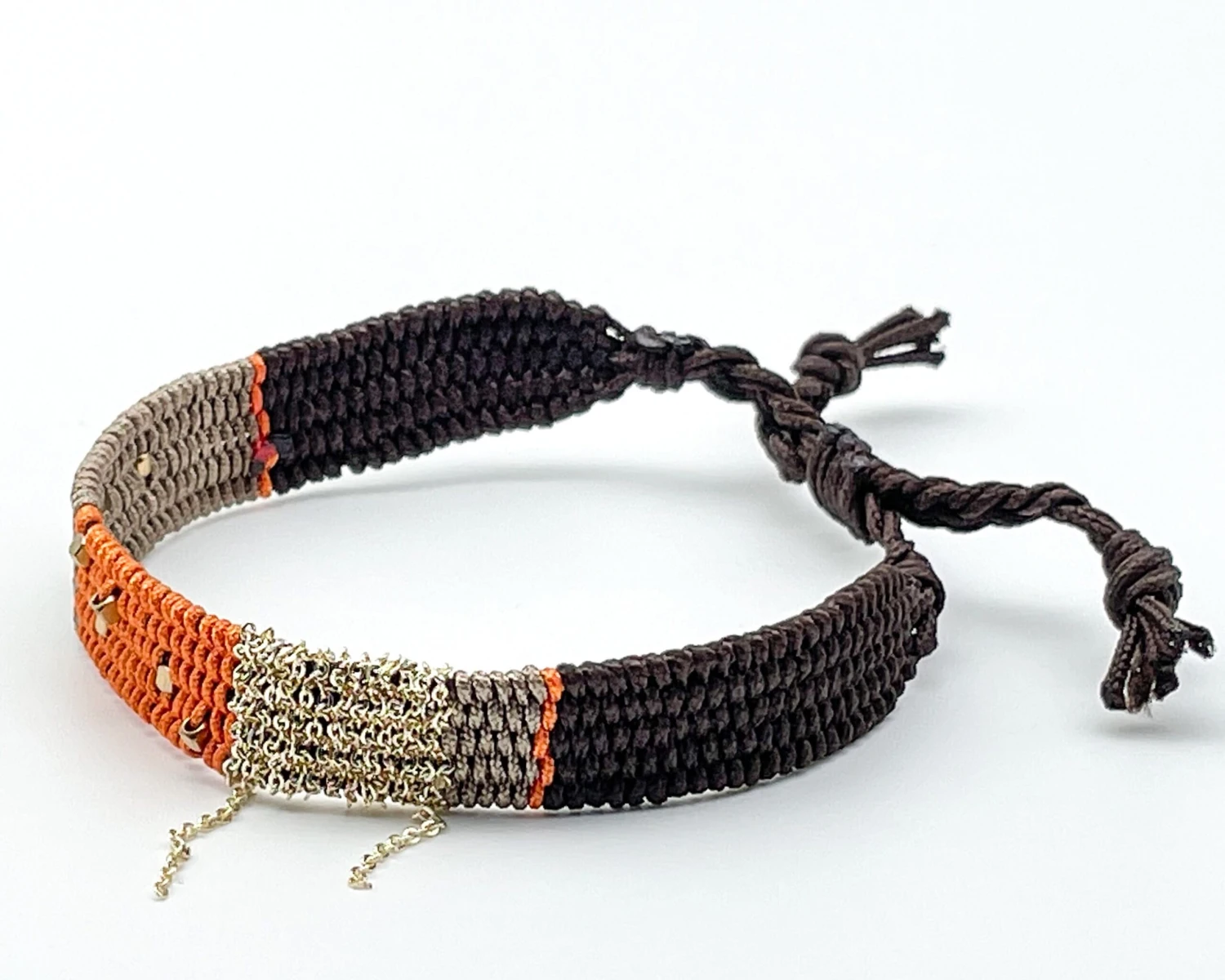 Bronze And Orange Halloween Bracelet With Pressed Metallic Beads, Adjustable Bracelet For Women, Boho Chic Design, Christmas Gift 5 Bronze And Orange Halloween Bracelet With Pressed Metallic Beads, Adjustable Bracelet For Women, Boho Chic Design, Christmas Gift - Image 3