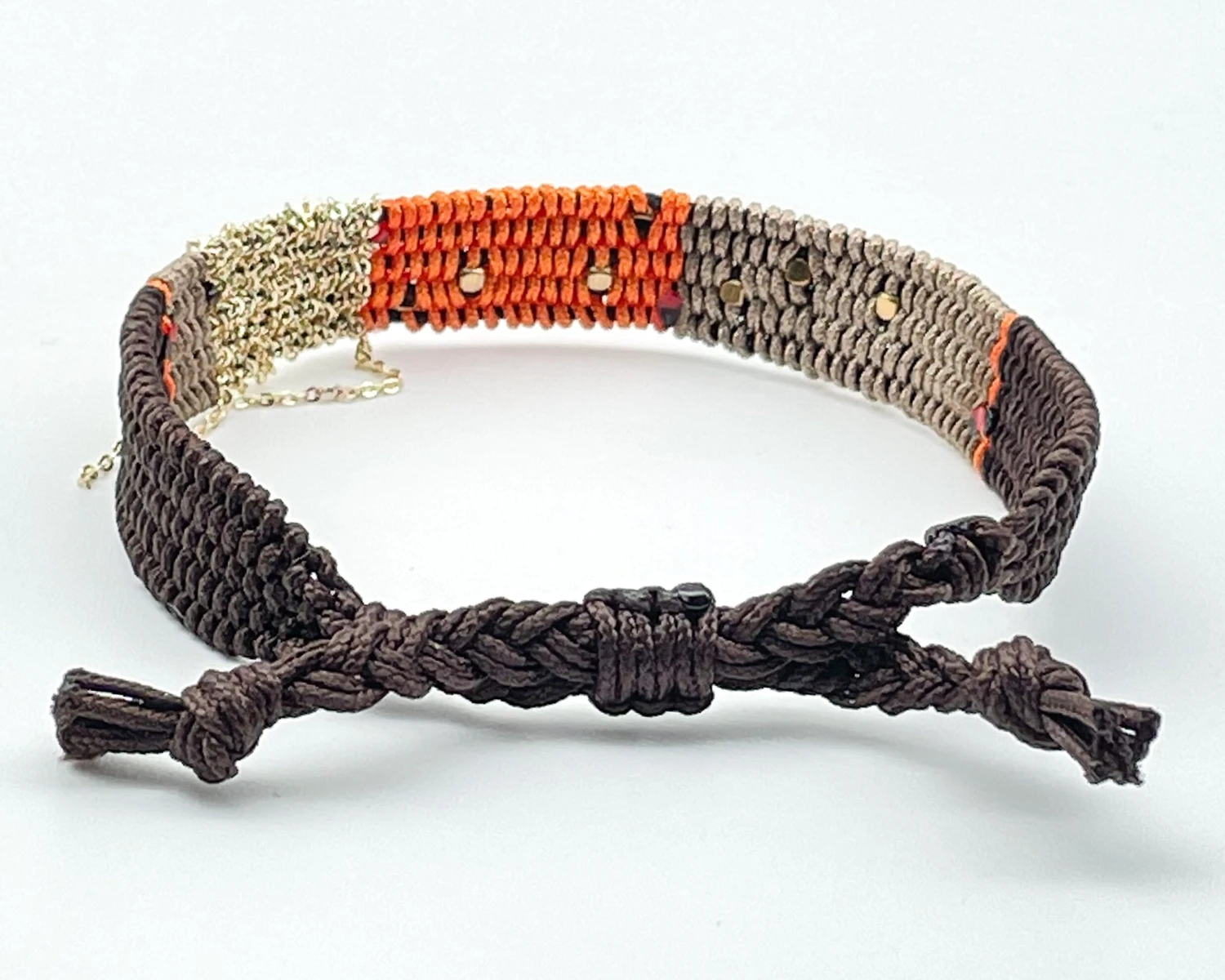 Bronze And Orange Halloween Bracelet With Pressed Metallic Beads, Adjustable Bracelet For Women, Boho Chic Design, Christmas Gift 7 Bronze And Orange Halloween Bracelet With Pressed Metallic Beads, Adjustable Bracelet For Women, Boho Chic Design, Christmas Gift - Image 5