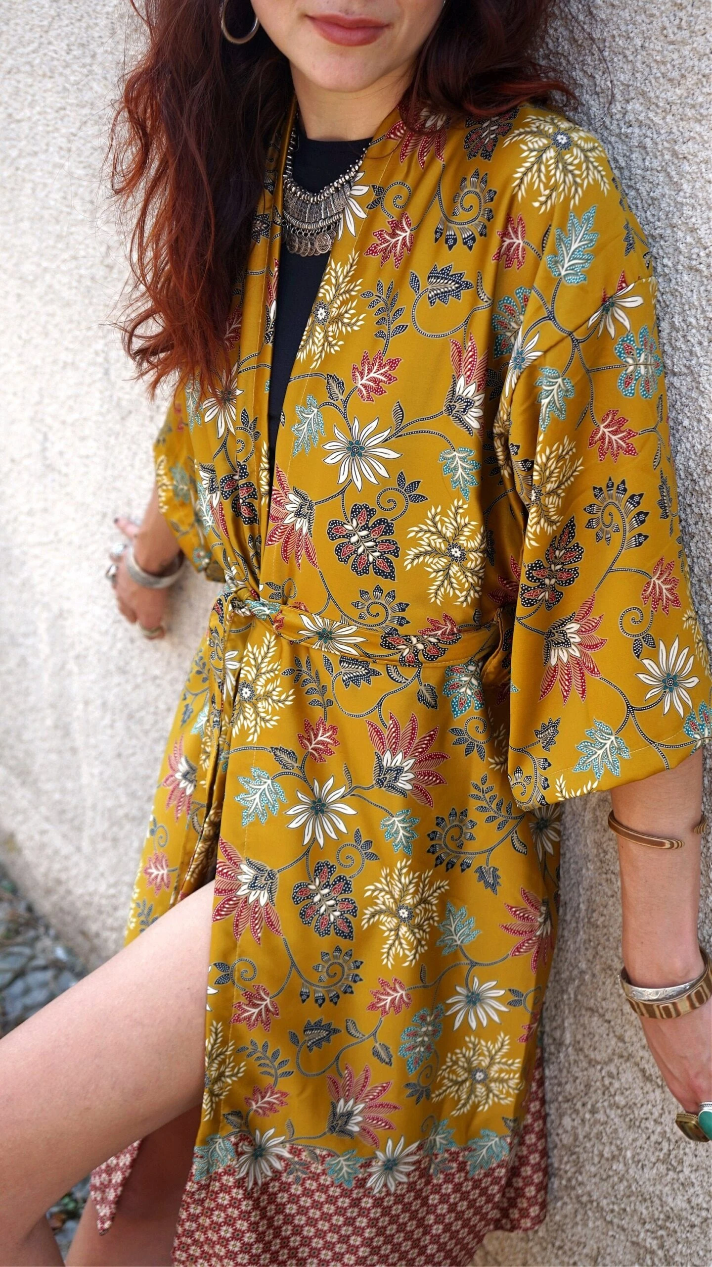 Sunshine Yellow Silk Kimono Robe, Christmas Gift, Dressing Gown, Vintage Kimono, Bridesmaid Robes, Boho Kimono, Bridal Robe, Maru Clothing 4 Sunshine Yellow Silk Kimono Robe, Christmas Gift, Dressing Gown, Vintage Kimono, Bridesmaid Robes, Boho Kimono, Bridal Robe, Maru Clothing - Image 2