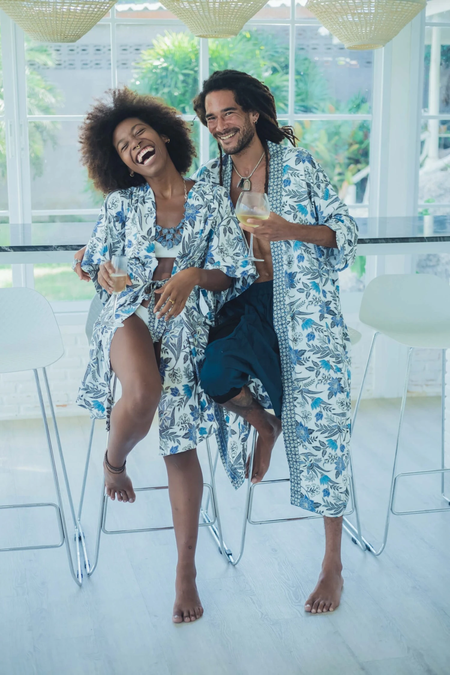 Bohemian Men Silk Kimono ~ White And Blue Silk Kimono Robe For Man ~ Silk Pajama Robe For Men ~ Bathrobe ~ Perfect Christmas Gift For Him 4 Bohemian Men Silk Kimono ~ White And Blue Silk Kimono Robe For Man ~ Silk Pajama Robe For Men ~ Bathrobe ~ Perfect Christmas Gift For Him - Image 2