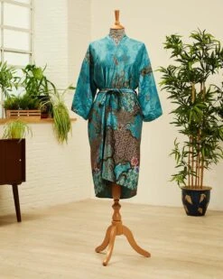 Sky Blue Kimono Robe, Christmas Gift Ideas, Silk Blend Kimono, Sleepwear, Vintage Kimono, Bridesmaid Robes, Bridal Robe, Gifts For Her, Maru -Jewellery Paradise il fullxfull.3186623676 daug