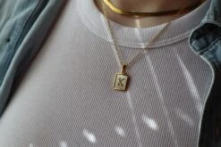 Gold Mother Of Pearl Initial Letter Square Personalized Necklace Alphabet Antitarnish Waterproof Hypoallergenic Christmas Gift For Her -Jewellery Paradise il fullxfull.3193853284 102r