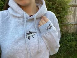 Embroidered Shark Hoodie, Shark, Fish, Unisex, Oversized, For Him, For Her, Loungewear, Birthday, Christmas, Gift, Present, Cotton, Vegan