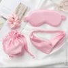 UK Luxury Pink Silk Eye Mask, Father’s Day Gift From Daughter, Christmas Gift, Eye Mask Mom Sleep Mask Set Of 4.