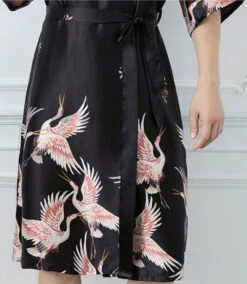 GFM Womens Chinese Satin Fabric Cranes Design Dressing Gown-Black , Grey , Red - Christmas Gift 15 GFM Womens Chinese Satin Fabric Cranes Design Dressing Gown-Black , Grey , Red - Christmas Gift -Jewellery Paradise il fullxfull.3250835384 qtgu
