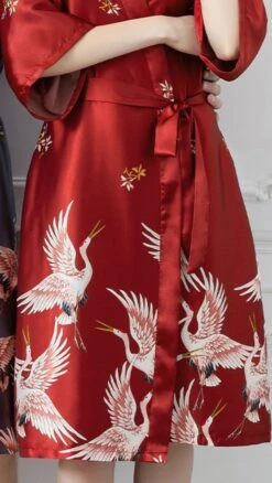 GFM Womens Chinese Satin Fabric Cranes Design Dressing Gown-Black , Grey , Red - Christmas Gift 18 GFM Womens Chinese Satin Fabric Cranes Design Dressing Gown-Black , Grey , Red - Christmas Gift -Jewellery Paradise il fullxfull.3250837068 bggh