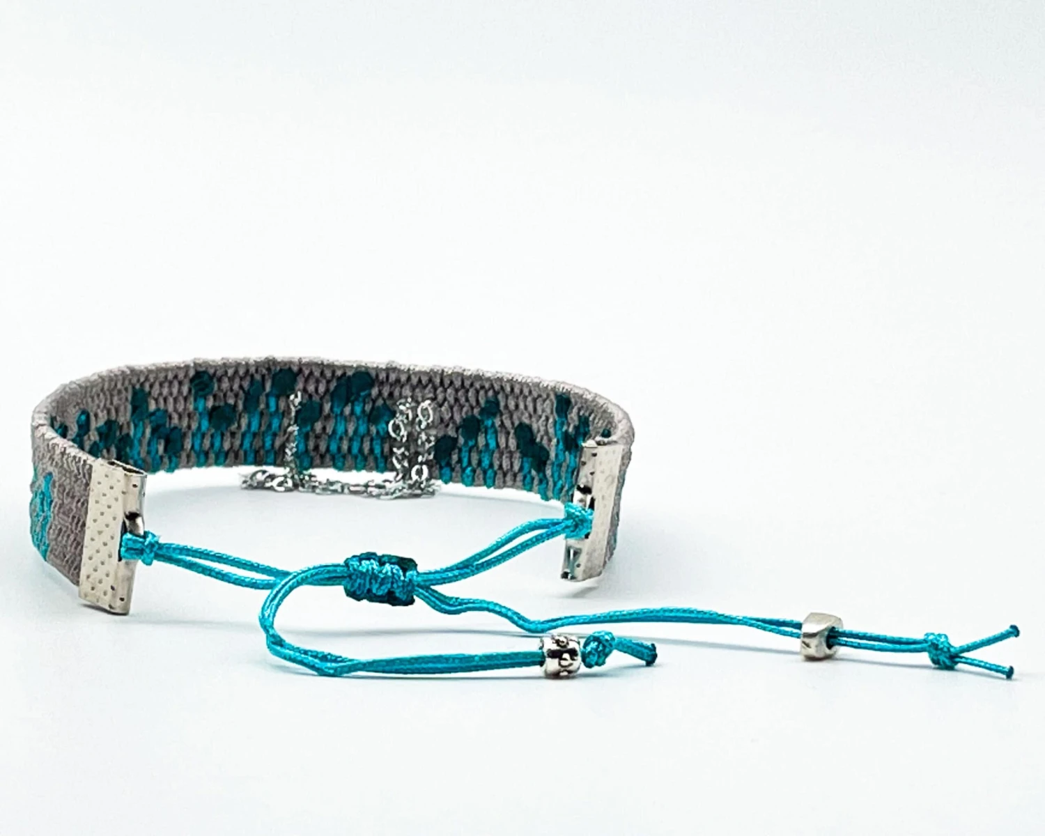 Blue Striped Grey Handwoven Bracelet, Cuff Bracelet, Bracelet For Women, Stylish Adjustable Bracelet, Friendship Christmas Gift 5 Blue Striped Grey Handwoven Bracelet, Cuff Bracelet, Bracelet For Women, Stylish Adjustable Bracelet, Friendship Christmas Gift - Image 3