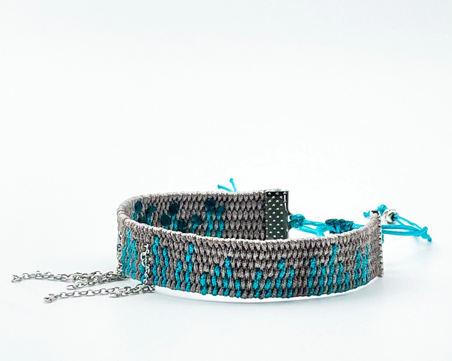 Blue Striped Grey Handwoven Bracelet, Cuff Bracelet, Bracelet For Women, Stylish Adjustable Bracelet, Friendship Christmas Gift 4 Blue Striped Grey Handwoven Bracelet, Cuff Bracelet, Bracelet For Women, Stylish Adjustable Bracelet, Friendship Christmas Gift - Image 2