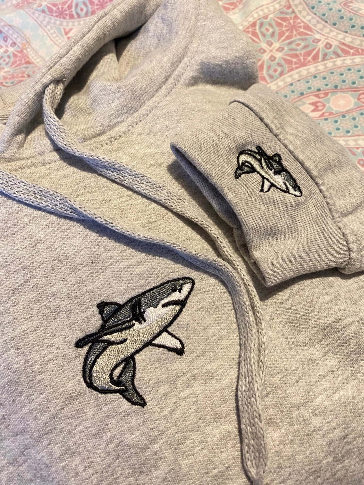 Embroidered Shark Hoodie, Shark, Fish, Unisex, Oversized, For Him, For Her, Loungewear, Birthday, Christmas, Gift, Present, Cotton, Vegan 4 Embroidered Shark Hoodie, Shark, Fish, Unisex, Oversized, For Him, For Her, Loungewear, Birthday, Christmas, Gift, Present, Cotton, Vegan - Image 2